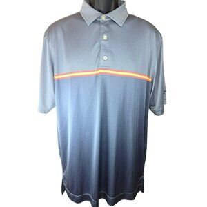 Footjoy Mens Golf Polo Shirt Large Gray With Orange Stripe